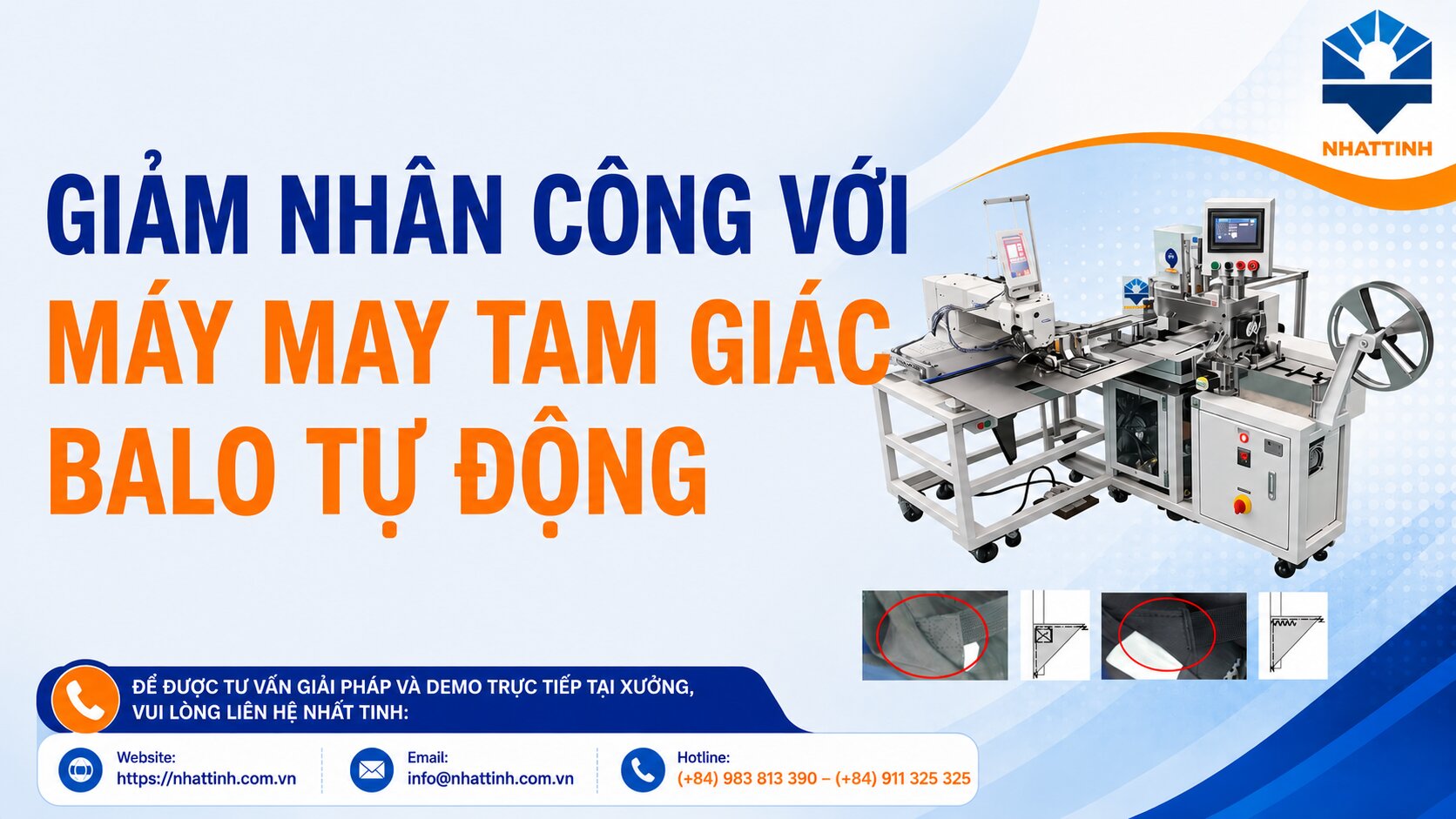 Giảm nhân công với máy may tam giác balo tự động